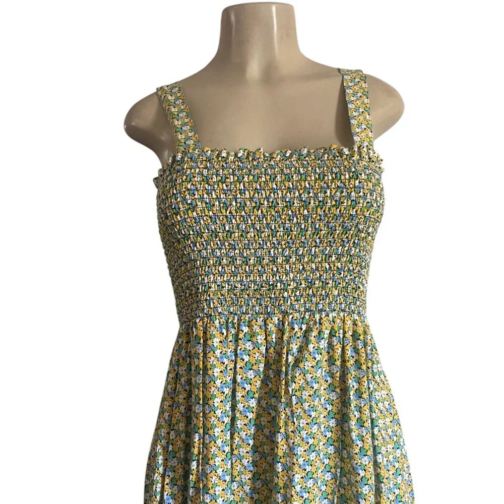 Loft Outlet Sleeveless Floral Smocked Maxi Dress Size Small Summer Sundress - Picture 3 of 7